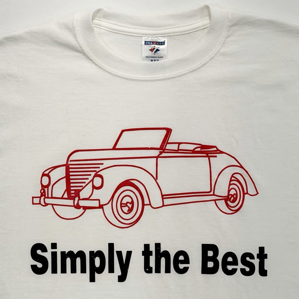 Vintage Y2K Cartoon Car T-Shirt Men’s M White Graphic Tee Jerzees Heavyweight